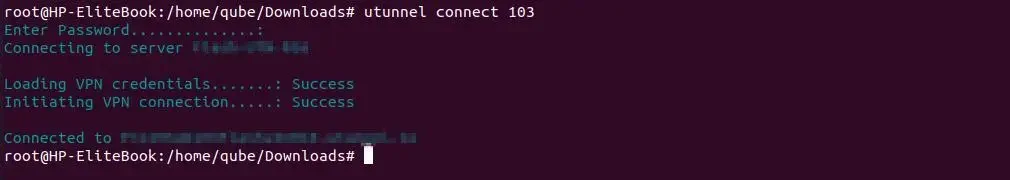 How to Install and Configure UTunnel VPN on Linux command to connect to a listed server