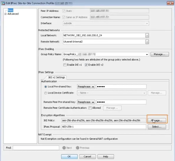 Set up site-to-site tunnel with Cisco ASA configure IKE policy