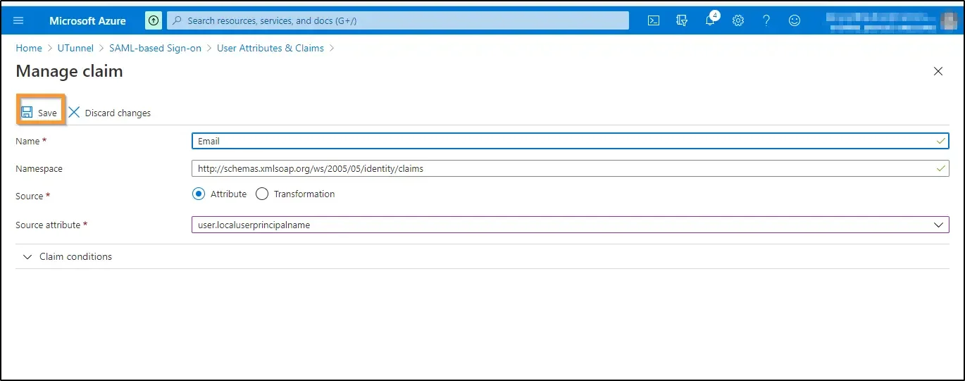 How to enable SSO and use Azure AD as identity provider manage the first additional claim
