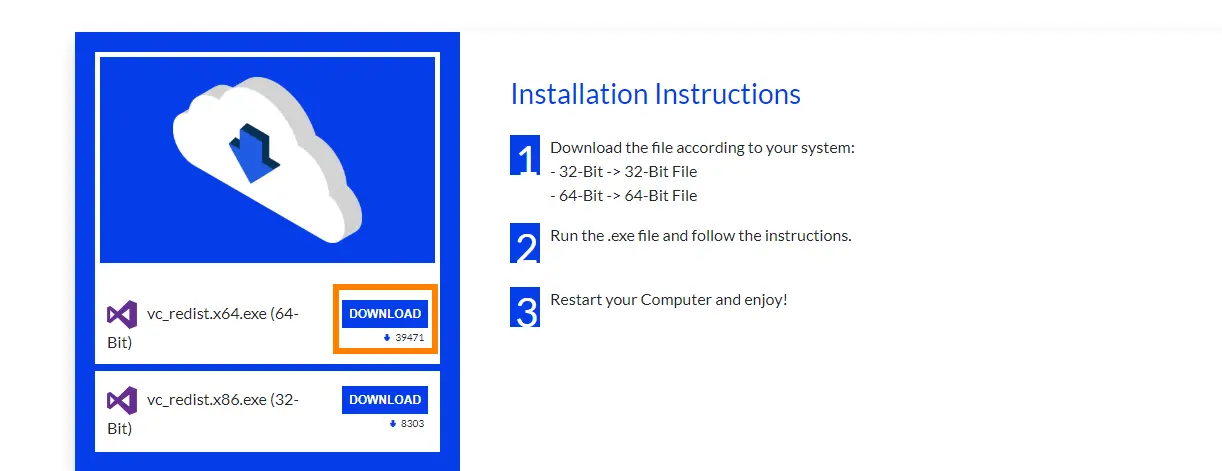 How to fix VCRUNTIME140dll is missing error installation instructions