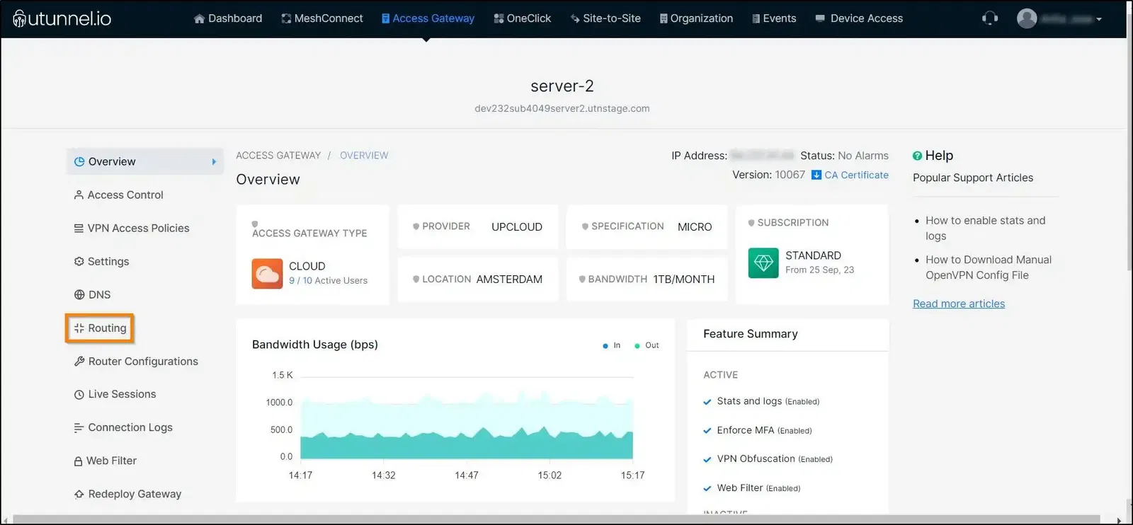 How to enable split routing on a VPN server overview