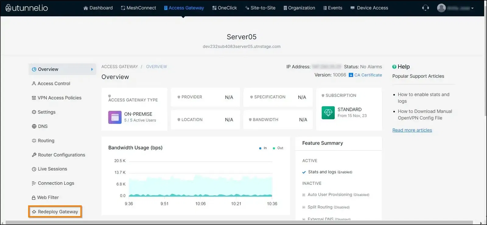 How to redeploy on-premise VPN server overview