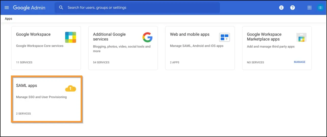 How to enable SSO and use G Suite as identity provider select SAML Apps