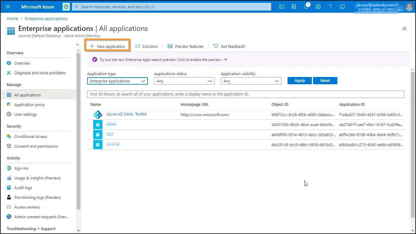 How to enable SSO and use Azure AD as identity provider enterprise applications