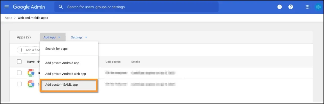 How to enable SSO and use G Suite as identity provider select Add Custom SAML app