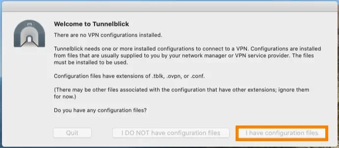openvpn with tunnelblick in macos install vpn configuration