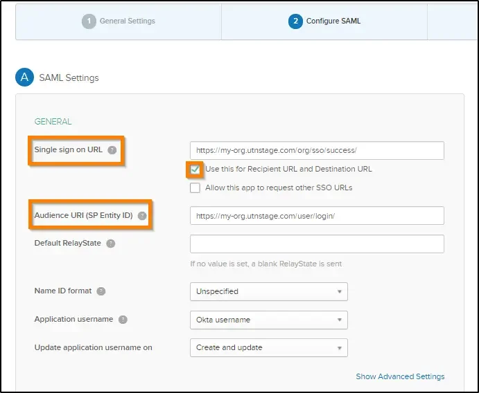 How to enable SSO and use Okta as identity provider configure integration URLs 