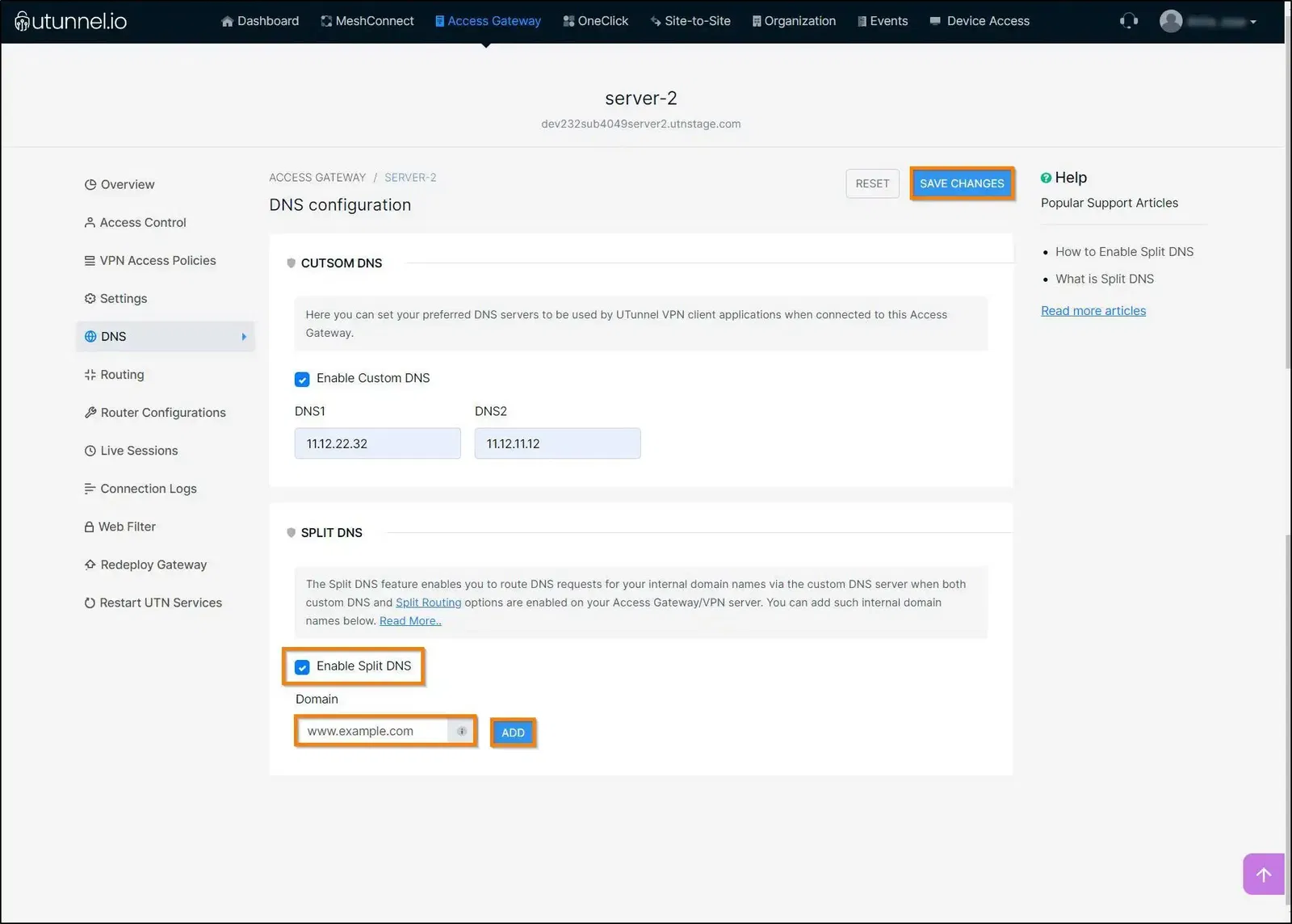 How to Enable Split DNS on Your VPN Server configure split DNS settings