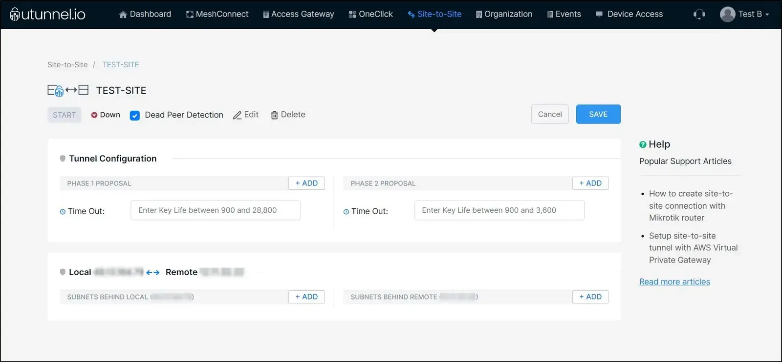 How to create site-to-site connection with Mikrotik router add local and remote subnets