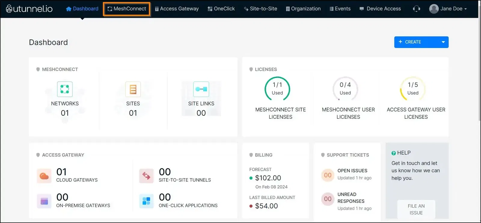 How to configure a Site Link UTunnel dashboard