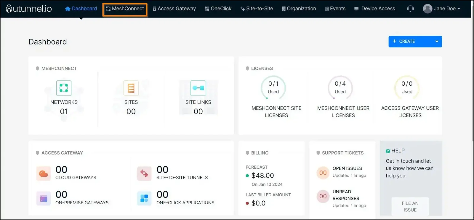 How to configure Sites on a MeshConnect network UTunnel dashboard