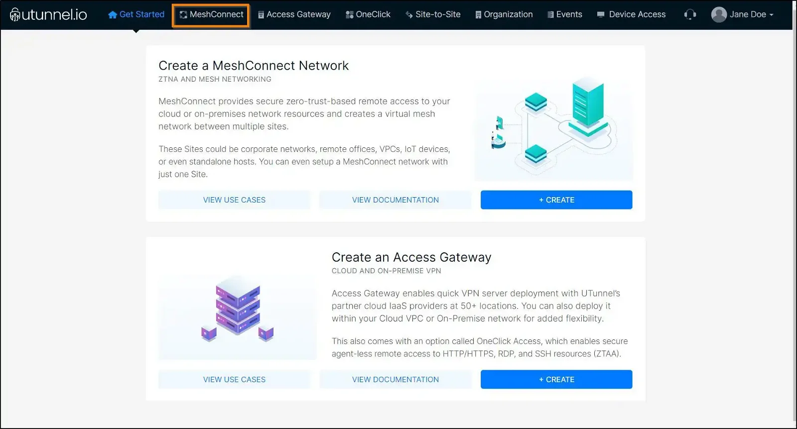 How to configure a MeshConnect network UTunnel dashboard