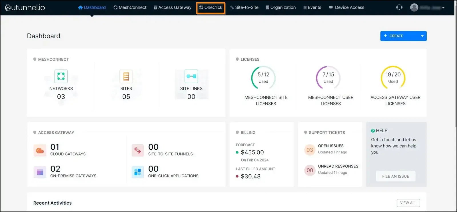 zero trust application RDP main dashboard