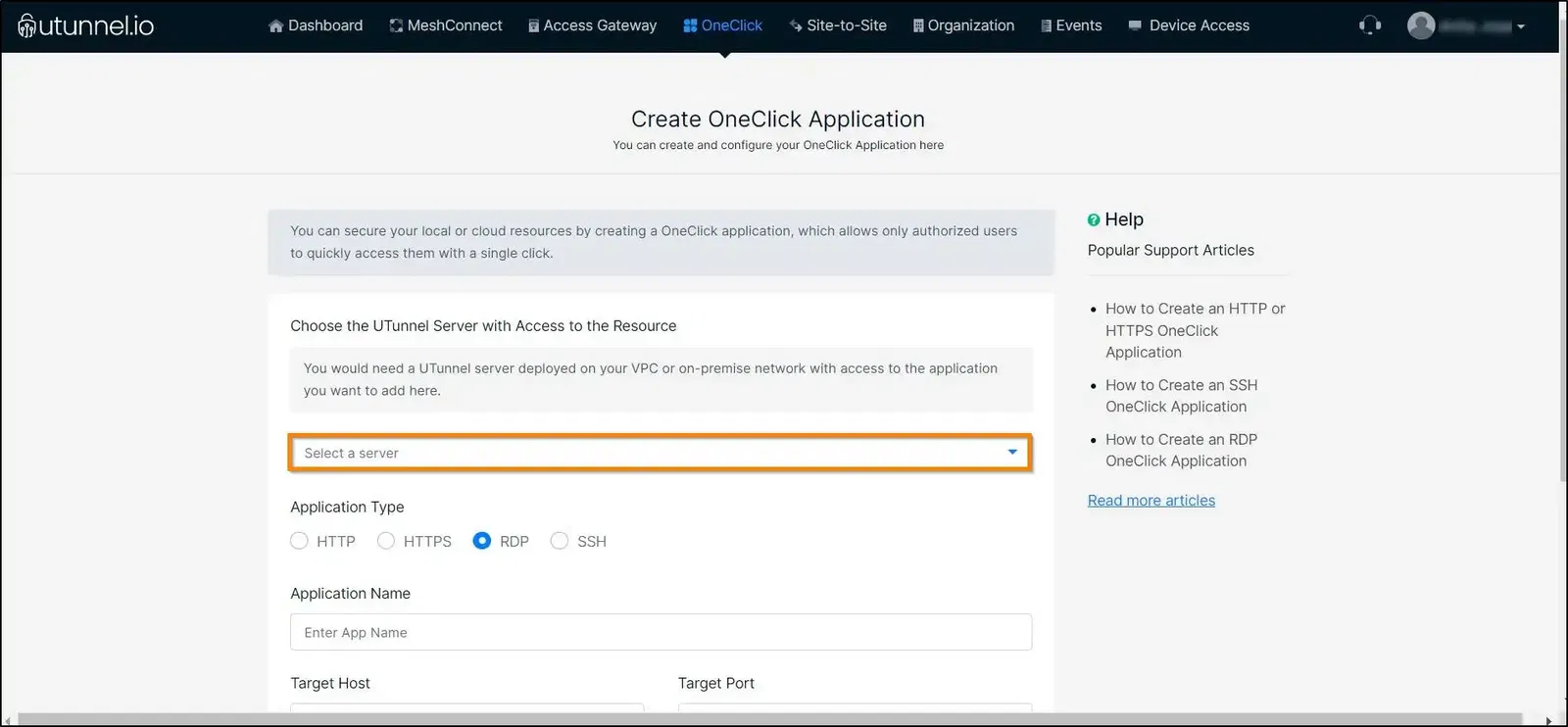 zero trust application create RDP 