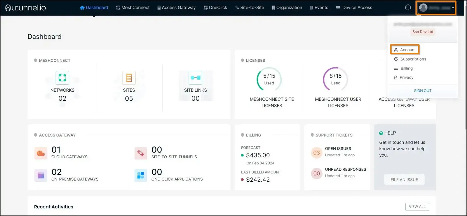 Multi Factor Authentication with Email main dashboard