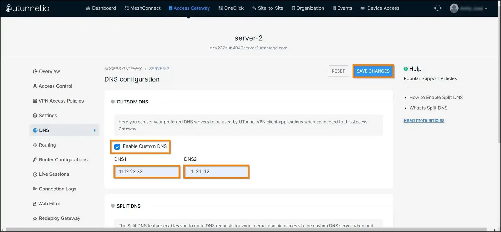 How to enable external DNS on VPN enable external DNS option