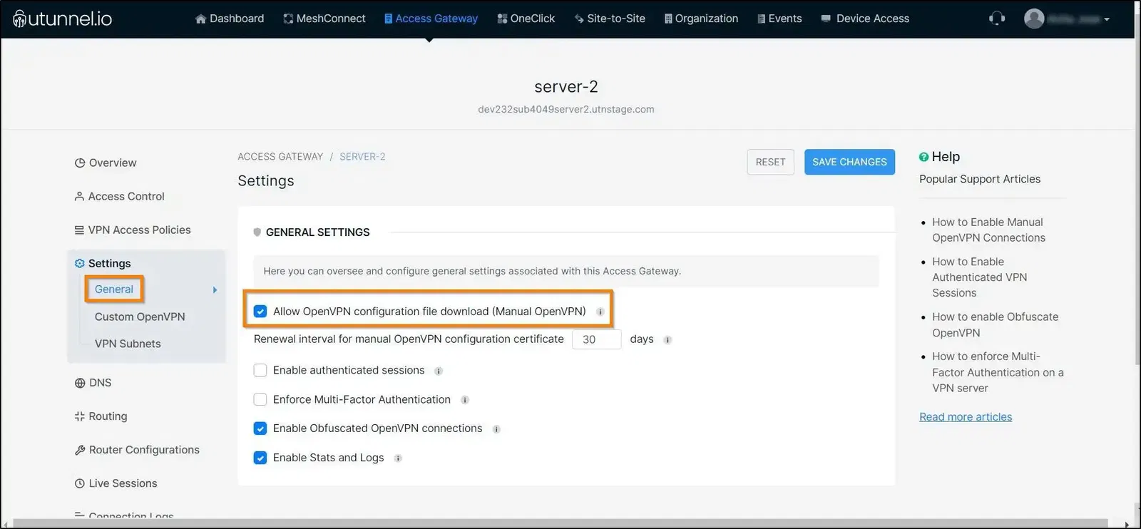 openvpn manual connection select box