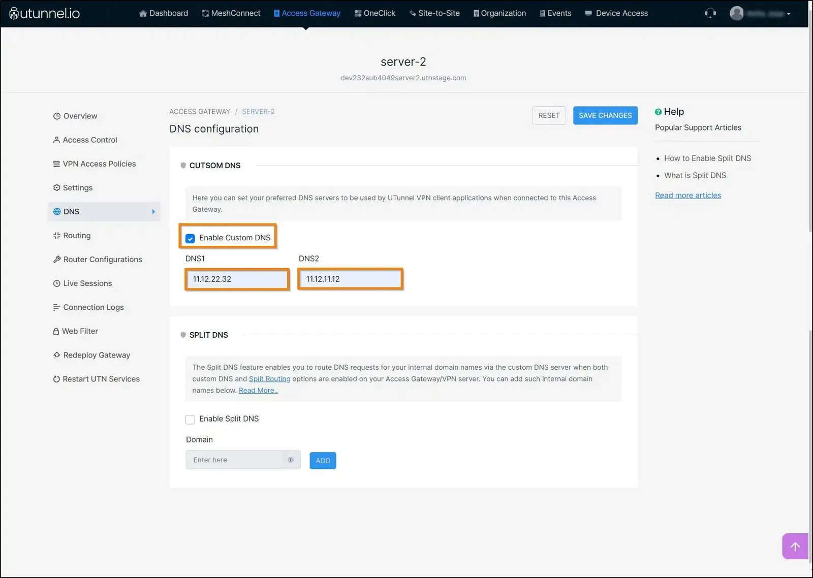 How to Enable Split DNS on Your VPN Server configure the external DNS settings