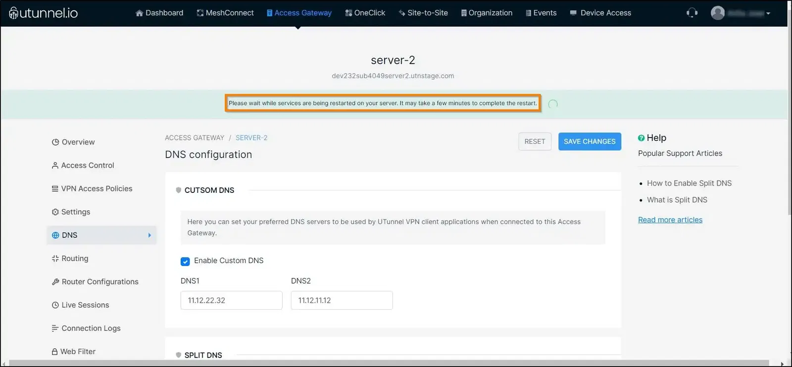 How to Enable Split DNS on Your VPN Server restarting