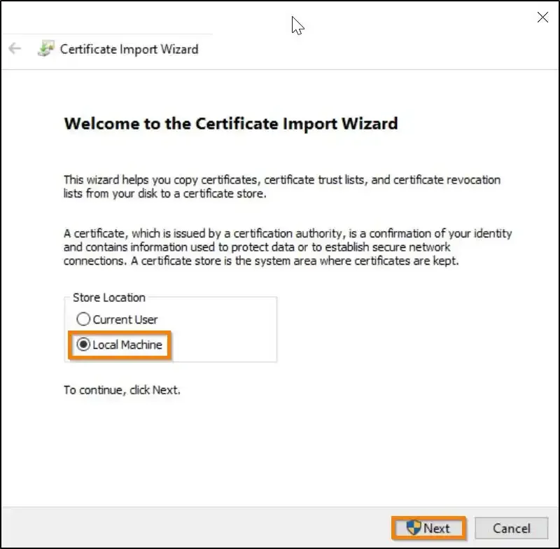 Install CA certificate