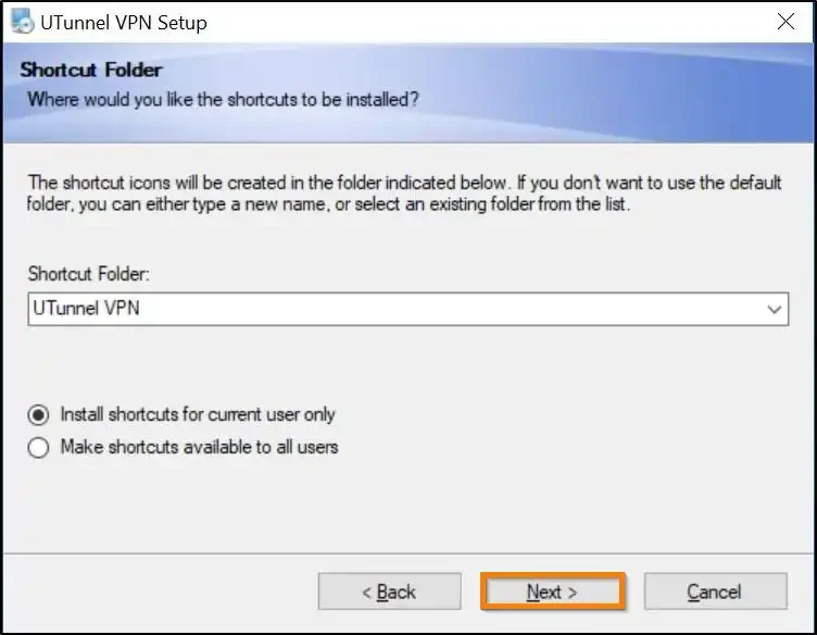 How to install VPN client on Windows 10 or 11 shortcut folder