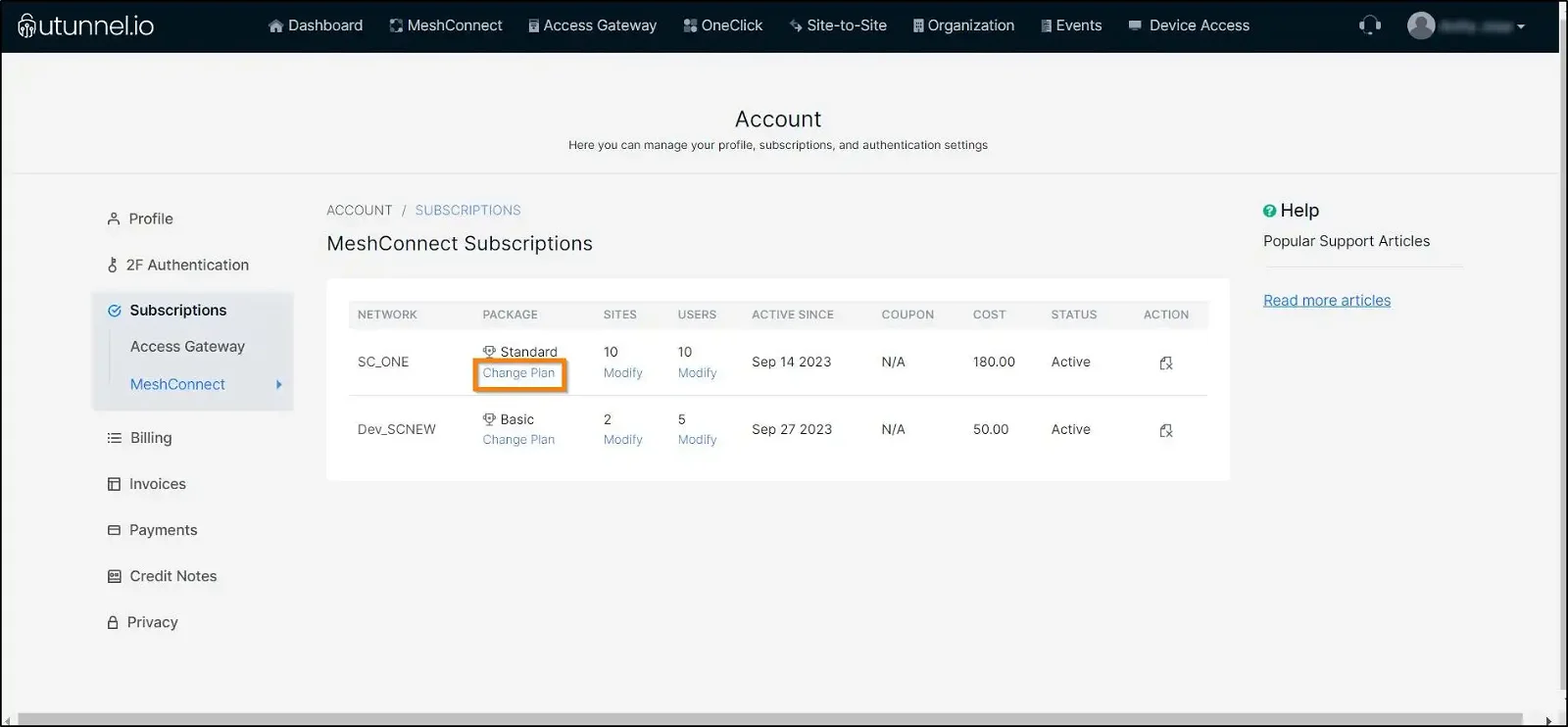 How to manage MeshConnect subscription modify site licenses