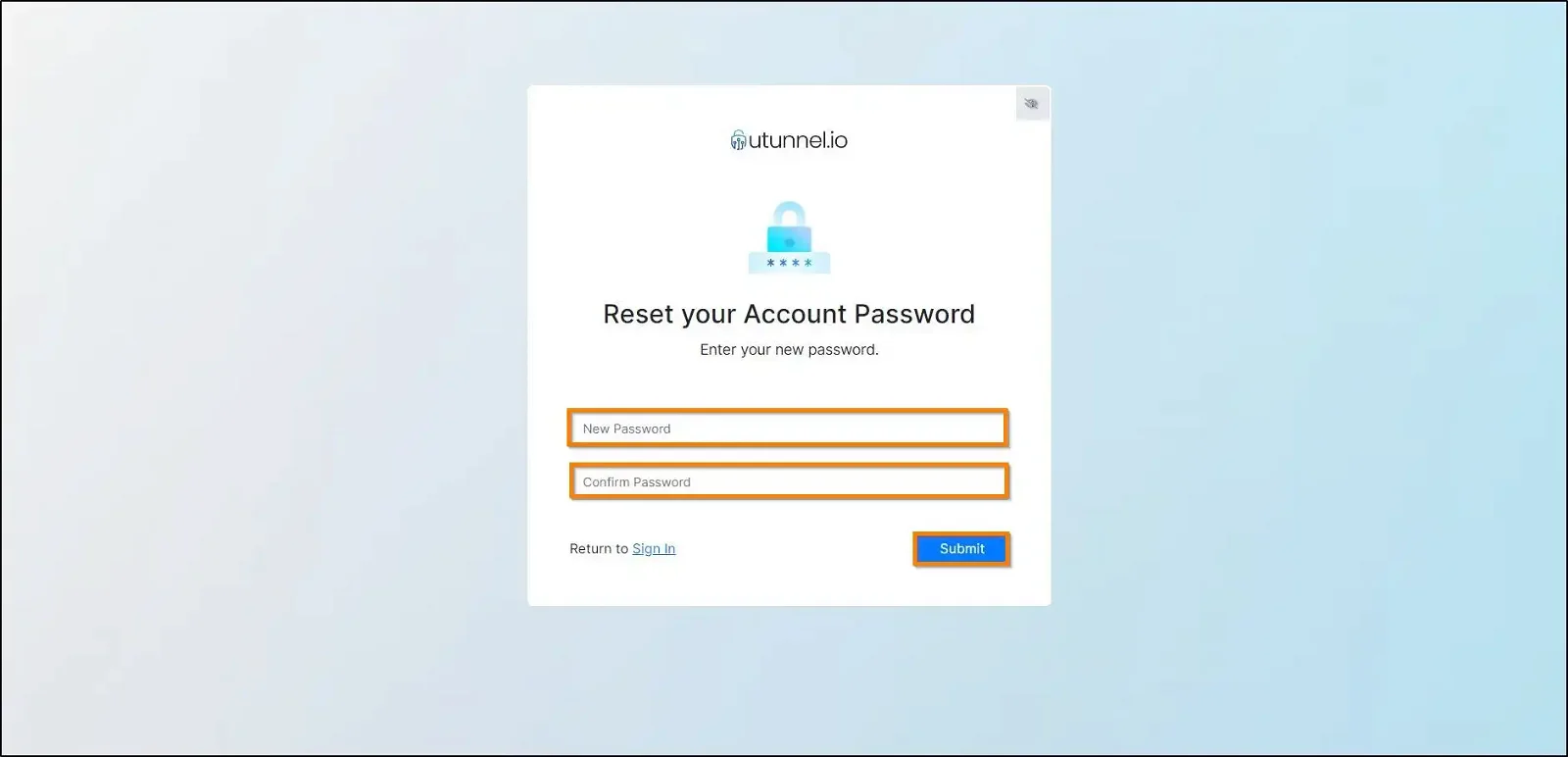 reset password confirmation page