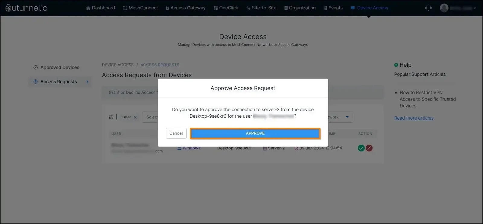 approve trusted device access request