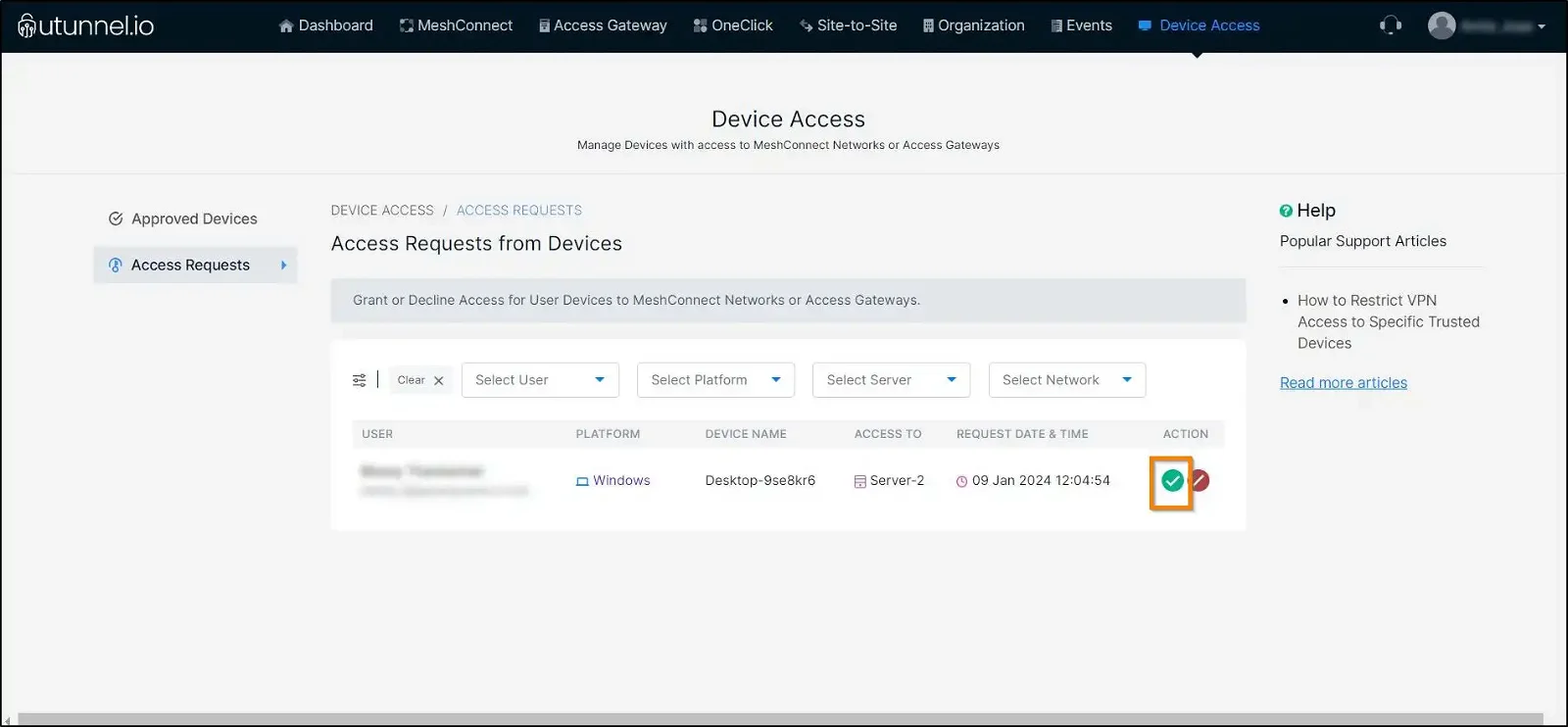 trusted devices - see access requests