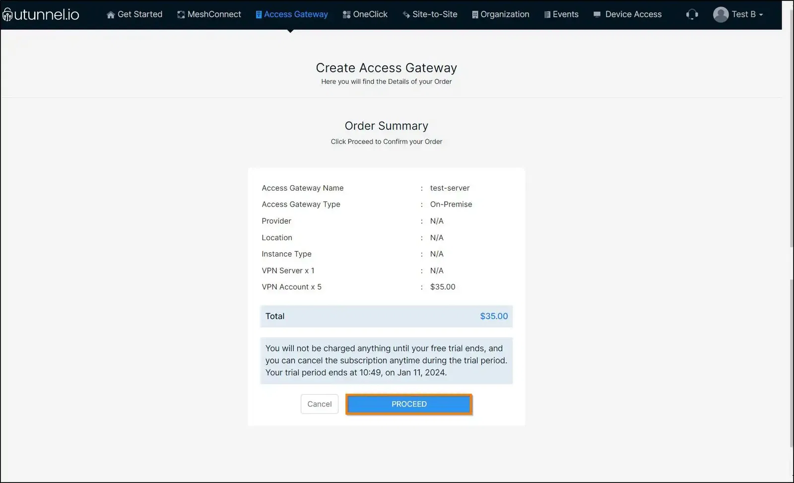 How to set up a Contabo VPN server with UTunnel order summary page