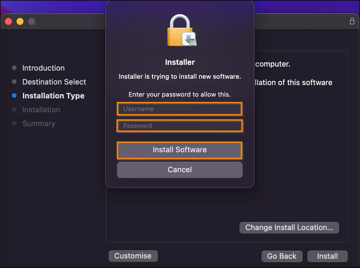 macos vpn client installation user authentication