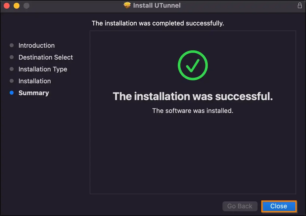 macos vpn client installation complete