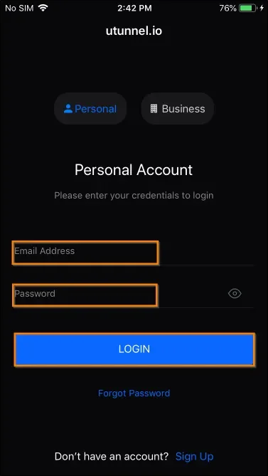 iOS VPN application features explained personal account login