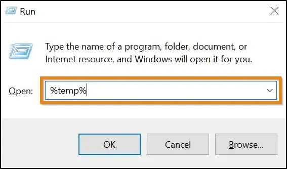 How to Access VPN Client Application Logs on Windows type in %temp% into the run command box