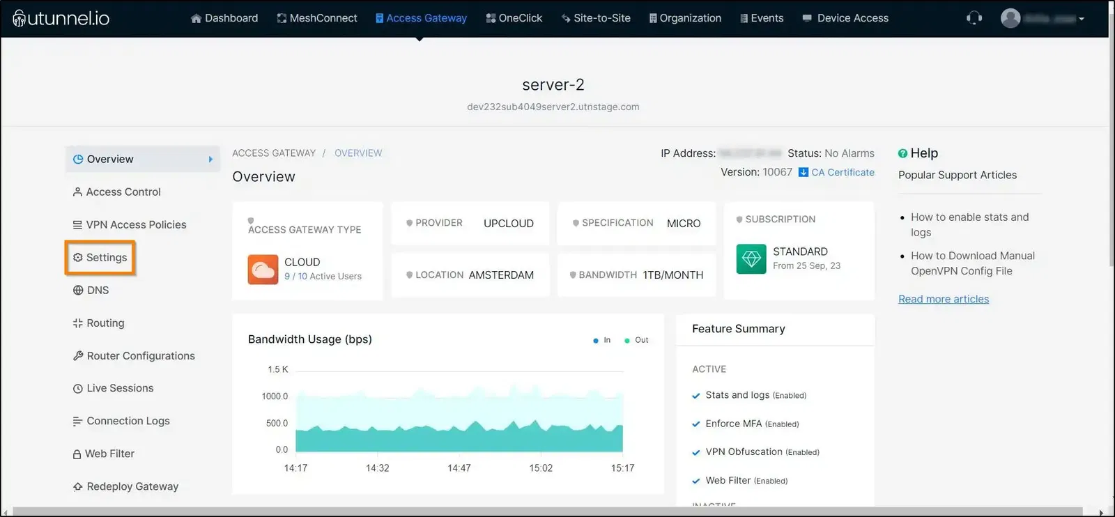 openvpn custom protocol port server details page